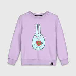 Свитшот хлопковый детский Кролик с кружкой кофе, цвет: лаванда