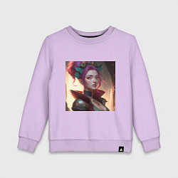 Свитшот хлопковый детский Яркая куколка, цвет: лаванда