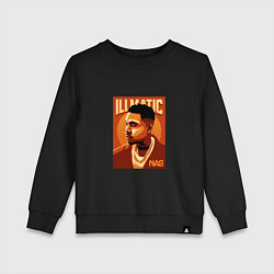 Свитшот хлопковый детский Nas Illmatic, цвет: черный