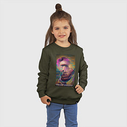 Свитшот хлопковый детский Vincent Van Gogh - автопортрет - нейросеть, цвет: хаки — фото 2