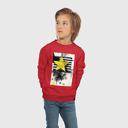 Свитшот хлопковый детский Желтая звезда на полосах, цвет: красный — фото 2
