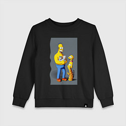 Свитшот хлопковый детский Homer Simpson and cats - нейросеть арт, цвет: черный