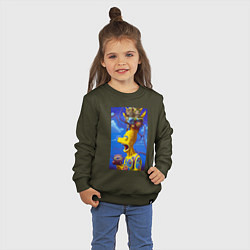 Свитшот хлопковый детский Барт Симпсон и коты - нейросеть - art, цвет: хаки — фото 2