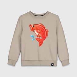 Свитшот хлопковый детский Красный лещ морской, цвет: миндальный