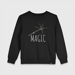 Свитшот хлопковый детский Magic надпись и волшебная палка, цвет: черный