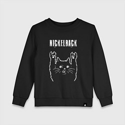 Свитшот хлопковый детский Nickelback рок кот, цвет: черный