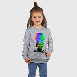 Свитшот хлопковый детский Aggressive alien - neural network - neon glow, цвет: меланж — фото 2