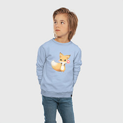 Свитшот хлопковый детский Милая лисичка со знаком стоп, цвет: мягкое небо — фото 2