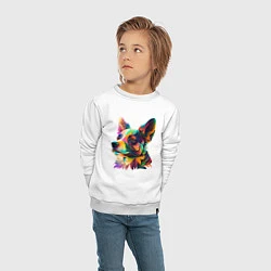 Свитшот хлопковый детский Разноцветный корги, цвет: белый — фото 2