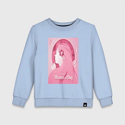 Свитшот хлопковый детский Девушка в розовом, цвет: мягкое небо