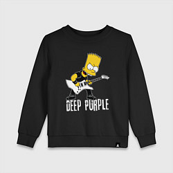 Свитшот хлопковый детский Deep Purple Барт Симпсон рокер, цвет: черный