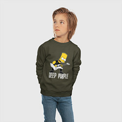 Свитшот хлопковый детский Deep Purple Барт Симпсон рокер, цвет: хаки — фото 2