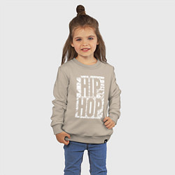 Свитшот хлопковый детский Hip hop большая поцарапанная надпись, цвет: миндальный — фото 2