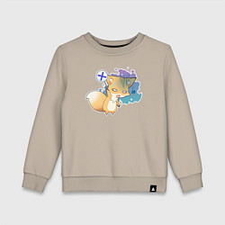 Свитшот хлопковый детский Милая лисичка устала, цвет: миндальный