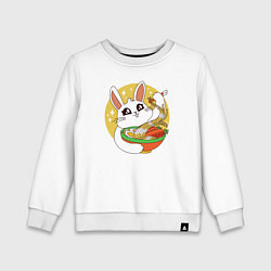 Свитшот хлопковый детский The hare eats noodles, цвет: белый