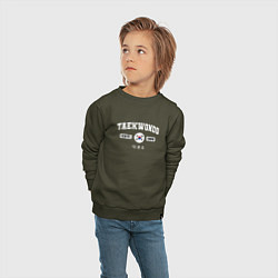 Свитшот хлопковый детский Тхэквондо varsity style, цвет: хаки — фото 2