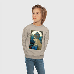 Свитшот хлопковый детский Царевна-Лебедь - нейросеть, цвет: миндальный — фото 2