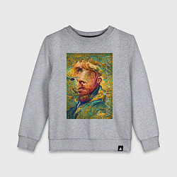 Свитшот хлопковый детский Abstract Vincent van Gogh - surrealism self-portra, цвет: меланж