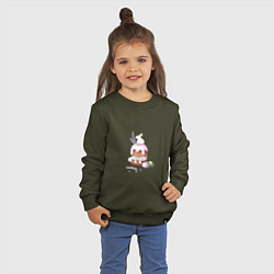 Свитшот хлопковый детский Пасхальный кулич с лавандой, цвет: хаки — фото 2