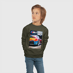 Свитшот хлопковый детский BMW M Power - motorsport, цвет: хаки — фото 2
