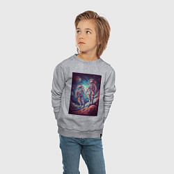 Свитшот хлопковый детский Два астронавта, цвет: меланж — фото 2