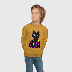 Свитшот хлопковый детский Котяра в модном свитере - неон, цвет: горчичный — фото 2