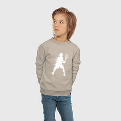Свитшот хлопковый детский Белый силуэт теннисиста, цвет: миндальный — фото 2