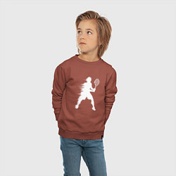Свитшот хлопковый детский Белый силуэт теннисиста, цвет: кирпичный — фото 2