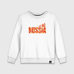 Свитшот хлопковый детский Russia: в стиле хохлома, цвет: белый