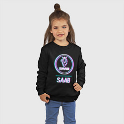 Свитшот хлопковый детский Значок Saab в стиле glitch, цвет: черный — фото 2