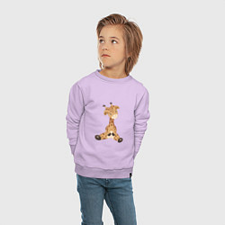 Свитшот хлопковый детский Жирафик сидит, цвет: лаванда — фото 2
