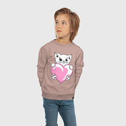 Свитшот хлопковый детский Влюбленный котик, цвет: пыльно-розовый — фото 2