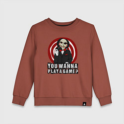 Свитшот хлопковый детский You wanna play a game, цвет: кирпичный