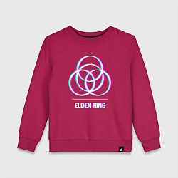 Свитшот хлопковый детский Elden Ring в стиле glitch и баги графики, цвет: маджента