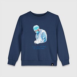 Свитшот хлопковый детский Лечит не время - лечит доктор, цвет: тёмно-синий