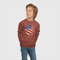 Свитшот хлопковый детский Flag USA, цвет: кирпичный — фото 2