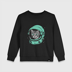 Свитшот хлопковый детский Котик астронавт, цвет: черный
