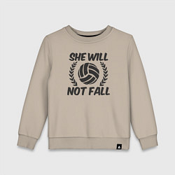 Свитшот хлопковый детский She will not fall, цвет: миндальный
