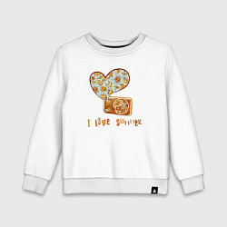 Свитшот хлопковый детский I love summer, цвет: белый