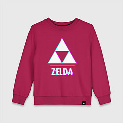 Свитшот хлопковый детский Zelda в стиле glitch и баги графики, цвет: маджента
