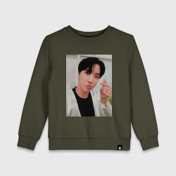 Свитшот хлопковый детский BTS -J-hope-, цвет: хаки