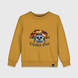 Свитшот хлопковый детский Chicken gun game, цвет: горчичный