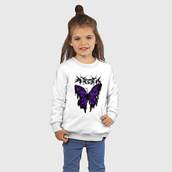 Свитшот хлопковый детский Gothic black butterfly, цвет: белый — фото 2