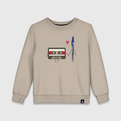 Свитшот хлопковый детский Кассета и ручка, цвет: миндальный