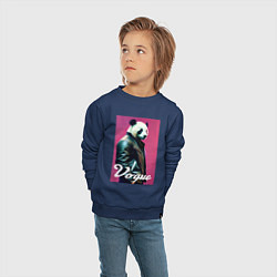 Свитшот хлопковый детский Панда - модный чувак, цвет: тёмно-синий — фото 2