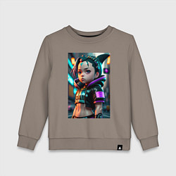 Свитшот хлопковый детский Кроха-акулёнок - киберпанк, цвет: утренний латте