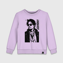 Свитшот хлопковый детский Johnny Depp - graphics, цвет: лаванда