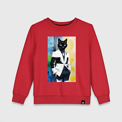 Детский свитшот Модный чёрный кот-джентльмен - мем