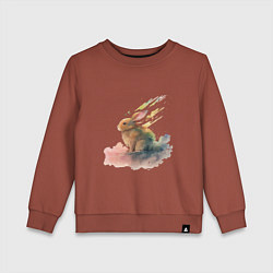 Свитшот хлопковый детский Акварельный милый заяц, цвет: кирпичный