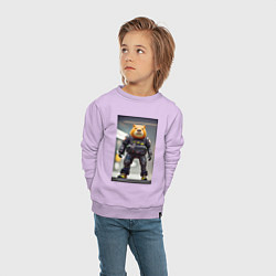 Свитшот хлопковый детский Capy-policeman - cyberpunk, цвет: лаванда — фото 2